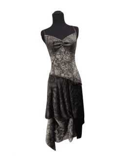 Casadei Vintage Pin Tucked Handkerchief Hem Textured Night Out Dress