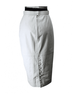White Vintage High Waisted Leather Pencil Skirt
