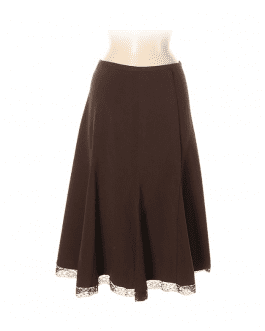 Sunny Leigh Brown A-line Lace Trim Skirt