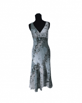 To the Max – Aqua Blue Watercolor Asymmetric Chiffon Midi Sleeveless Night Out Dress
