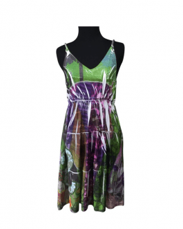 Desigual Green/Purple Sleeveless Mini Sundress Casual Dress