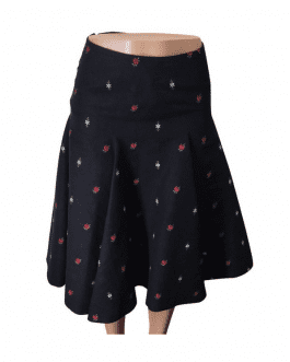 Keita Maruyama – Black Vintage Embroidered Floral Fit and Flare Skirt