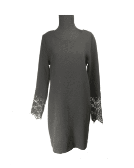 Everly Black Kimono Retro Style Sleeve Crochet Shift Casual Dress