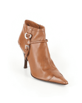 Prada British Tan Vintage Leather Pointy Toe Ankle Boots/Booties