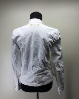 7 For All Mankind White/Navy Blue Canvas Moto Jacket