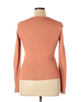 Margaret O’Leary Vintage Keyhole Textured Coral Sweater