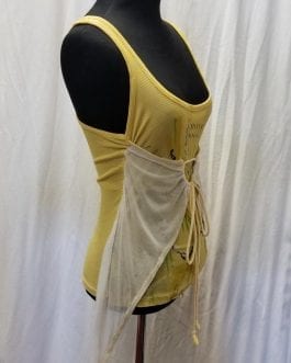 OHDD Yellow White Vintage String Tie Designer Shirt Tank Top/Cami
