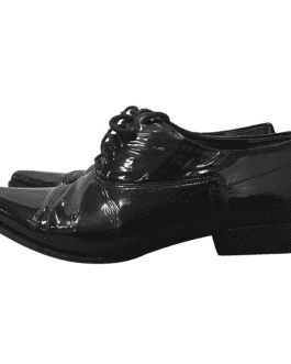 Prada Black Vintage Patent Leather Oxford Pointy Toe Flats