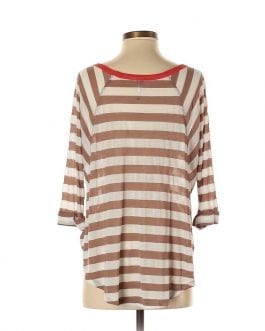 Splendid Brown/Red/White Striped Knit Tee Shirt