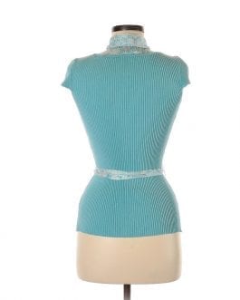 Bebe Vintage Knit Silk Sweater/Top Blouse Aqua Blue Sweater