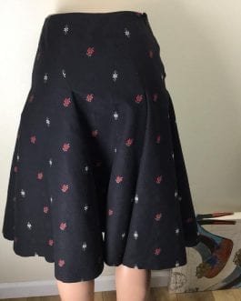 Keita Maruyama – Black Vintage Embroidered Floral Fit and Flare Skirt