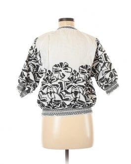 Chico’s White/Black Floral Embroidered Linen Jacket