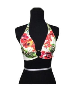 Guess Red/Green/White/Yellow Floral Halter Bikini Top