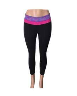 Lululemon Black/Pink/Purple Luon Legging Activewear Bottoms