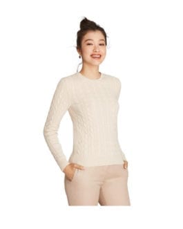Brooks Brothers 4-ply Italian Cashmere Cable Knit Cream Sweater