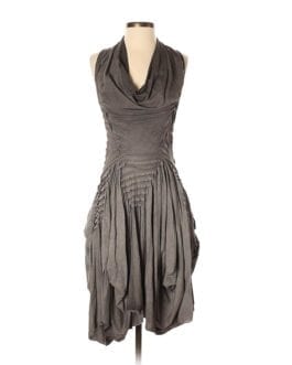 AllSaints Gray Tilly Pintucked Racerback Night Out Dress