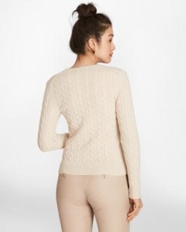 Brooks Brothers 4-ply Italian Cashmere Cable Knit Cream Sweater