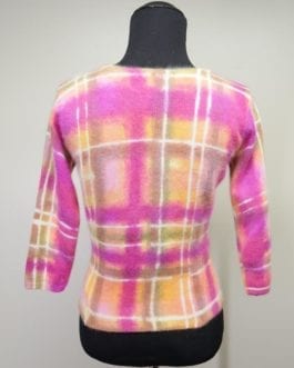 Cache XS Vintage Retro Inspired Print Angora V-neck Xs/S Sweater