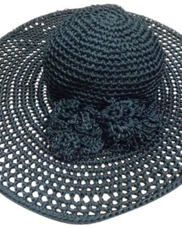 Carolina Amato Black Vintage 70’s Boho Deco Style Crochet Sun S/M Hat