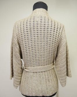 Classiques Entier Tan Kimono Waffle Knit Sleeve Wrap Sweater Cardigan