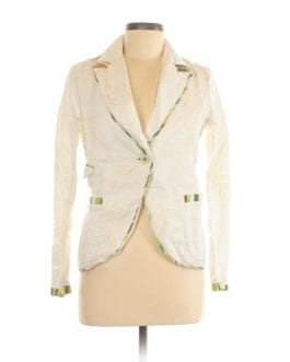 Desigual – Ivory/Green Embroidered Linen Jacket