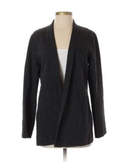 Eileen Fisher Black Cotton/Wool Jacket Cardigan