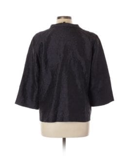 Eileen Fisher Kimono Silk Sleeve Crinkle Blouse Black Top