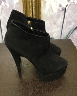 Giuseppe Zanotti Black Natural Suede Platform Ankle Boots/Booties
