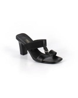 Paul Green Black Leather Strappy Slide Sandals