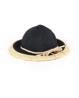 Scala Black Straw/Canvas Sun Hat