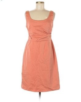 T Tahari Peach Orange Coral Ruched A-line Sleeveless Night Out Dress