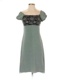 Tocca Green Embroidered Silk Chiffon Night Out Dress