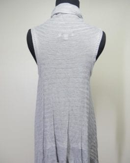Wow Couture Gray Sleeveless Drapy Flowy Textured Cardigan