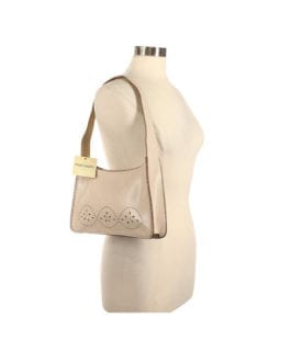 Mondani Cut-out Beige Leather Shoulder Bag
