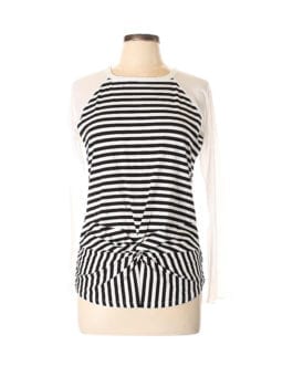 Pete Twist Front Striped Mesh Sleeve Top