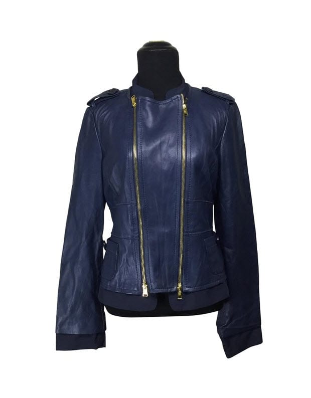 BCBGMAXAZRIA Navy Blue Multi way Moto Jacket H.E.R. Couture