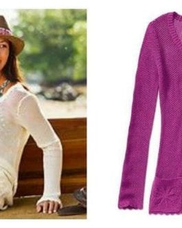 Athleta Cayla Crochet Tunic Cotton Sweater/Swim Cover Purple Sweater