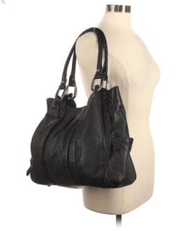 B. Makowsky Shoulder Bag Black Pebbled Leather Satchel