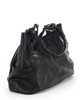 B. Makowsky Shoulder Bag Black Pebbled Leather Satchel