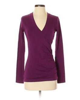 CAbi Purple Ruched Wrap Tee Shirt