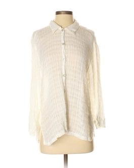 Chico’s Gauzy Lightweight Linen Shirt W/ Mother Of Pearl Buttons