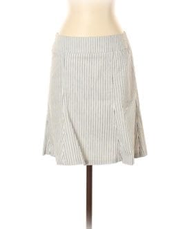 White House | Black Market  White/Black Striped Cotton Tulip Skirt