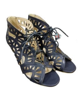Monroe & Main Navy Blue Peep Toe Cut-out Sandals Heels Boots/Booties