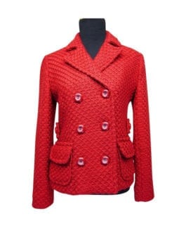 Gap Vintage Red Wool Blend Crochet Knit Style Jacket Coat sz XS