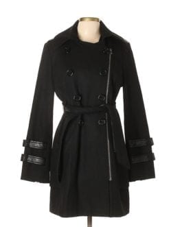 Guess Black W Wool W/Accents Coat  Size: 12 (L) Mid-Length
