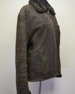 Guess Brown Genuine Leather W/Faux Fur Lined Coat Med Jacket