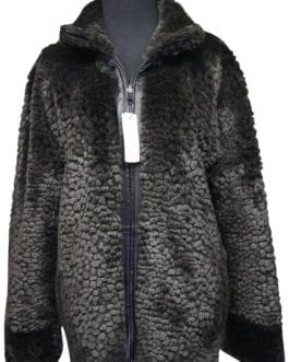 Angelina Black Vintage Reversible Genuine Leather/Faux Fur Coat Jacket