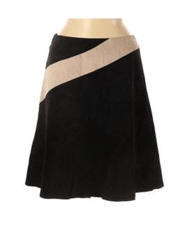 Clothes By Revue Black/Tan Suede A-line Color-blocked Skirt