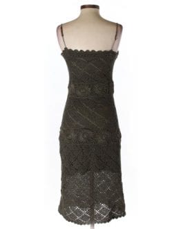 Athleta Olive Green Crochet Knit Midi Sundress Short Casual Dress