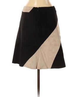 Clothes By Revue Black/Tan Suede A-line Color-blocked Skirt